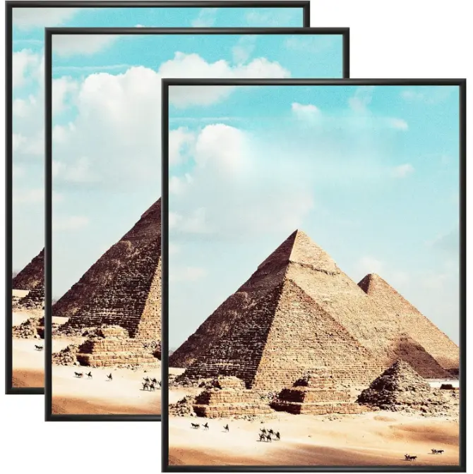 3-Pack 18x24 Black Photo Frames, Scratch-Proof Home Decor, Horizontal/Vertical Wall Mounting, Fits 16x24, 20x30, 24x36 Posters & Art Prints