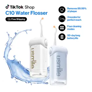 usmile C10 Water Flosser, Removes 99% of Plaque, 3 Nozzles for Full Oral Care, 95-Day Battery, IPX7 Waterproof