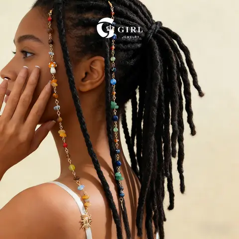 GGIRL 2-Piece Bohovibe Moon & Sun Multi-Layer Beaded Dreadlocks Hair Jewelry Set for Girls - Dainty Vintage Hair Charms for Braids, Party&Daily Accessories, Ideal Creative Birthday Gift to Elevate Your Style, Moon And Sun