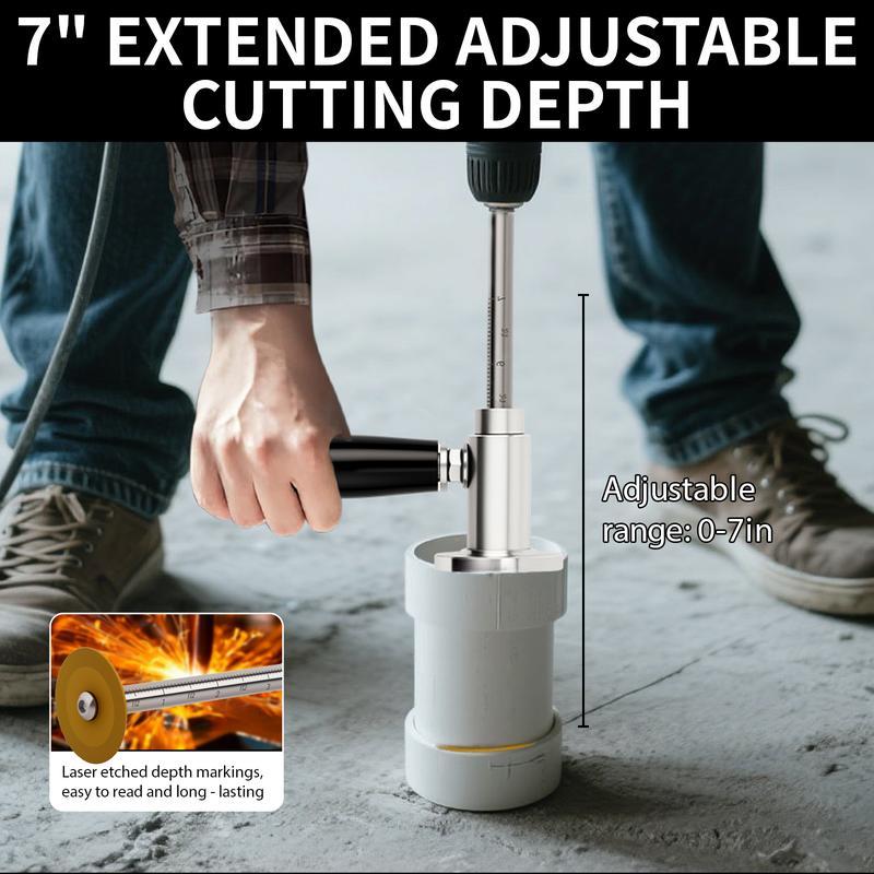 PVC Pipe Inside Cutter with Diamond Grit Cutting Wheel and Handle, Fit for 1-1/2 Inch to 8 Inch,7 Inch Adjustable Cutting Depth,1/4in Hex Shank Fit for Impact Drivers and Drills,TikTokShopBlackFriday adjustable depth gauge PVC Pipe Inside Cutter with Diamond Grit Cutting Wheel and Handle, Fit for 1-1/2 Inch to 8 Inch,7 Inch Adjustable Cutting Depth,1/4in Hex Shank Fit for Impact Drivers and Drills,TikTokShopBlackFriday adjustable depth gauge