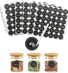 180 Spice Labels for Food Containers, Chalkboard Labels for Jars, Spice Label Stickers Herb Seasoning Kitchen Pantry Labels