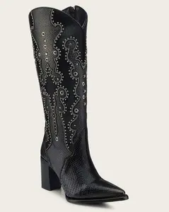 Womens Cuadra Tall Black Knee-High Piton Black