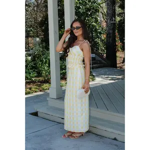 Collier Gingham Skirt Set-Yellow/White