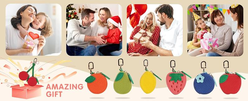 Fruit Shape Cherry Design Fruit Charm Coin Purse Blueberry Peach Cute Key Chain Mini Pouch Wallet Gift For Airtag Girl Women bag charms purse charms bag charm purse accessories cherry charm for bag