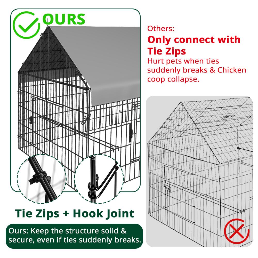 PawGiant 86''x40''Chicken Coop Large Metal Chicken Cage House Waterproof