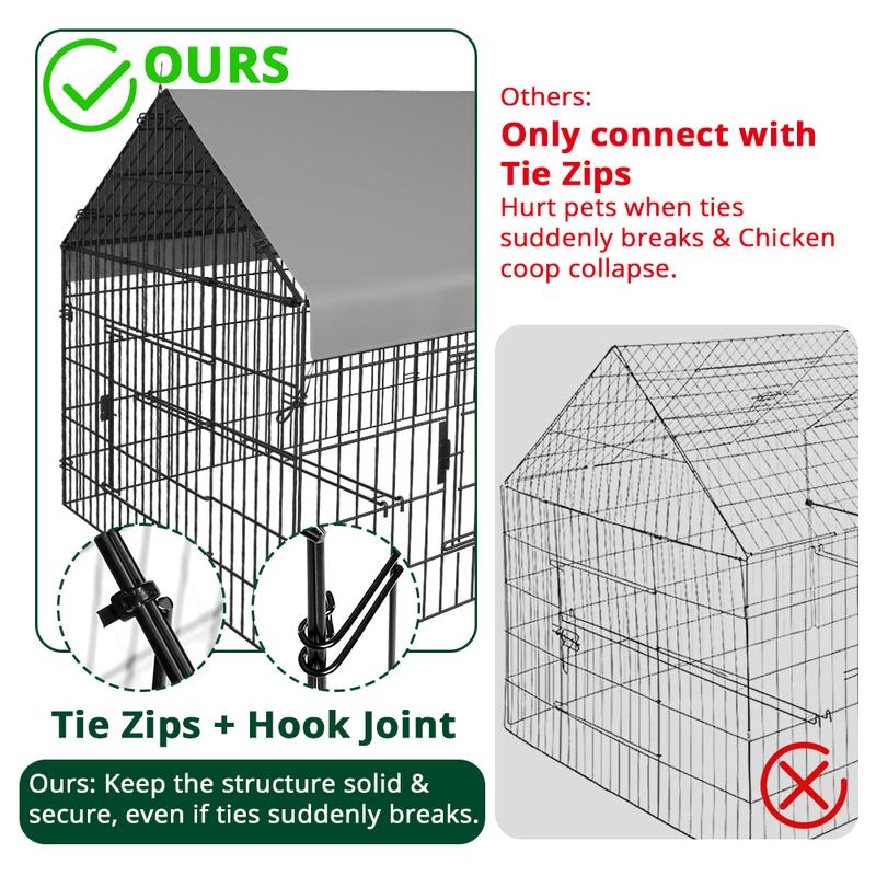 PawGiant 86''x40''Chicken Coop Large Metal Chicken Cage House Waterproof