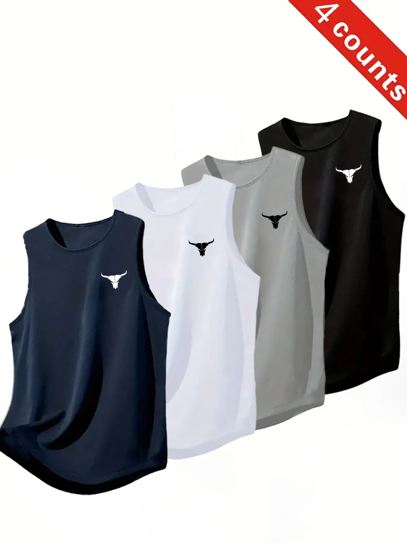 4-Pack Summer Fashion Men's Gym Sports Sleeveless Tank Tops, Gymwear Tanks, Breathable Sweat-Wicking Loose Fit Quick-Dry Basketball Shirts, Athletic Apparel, Workout Vests