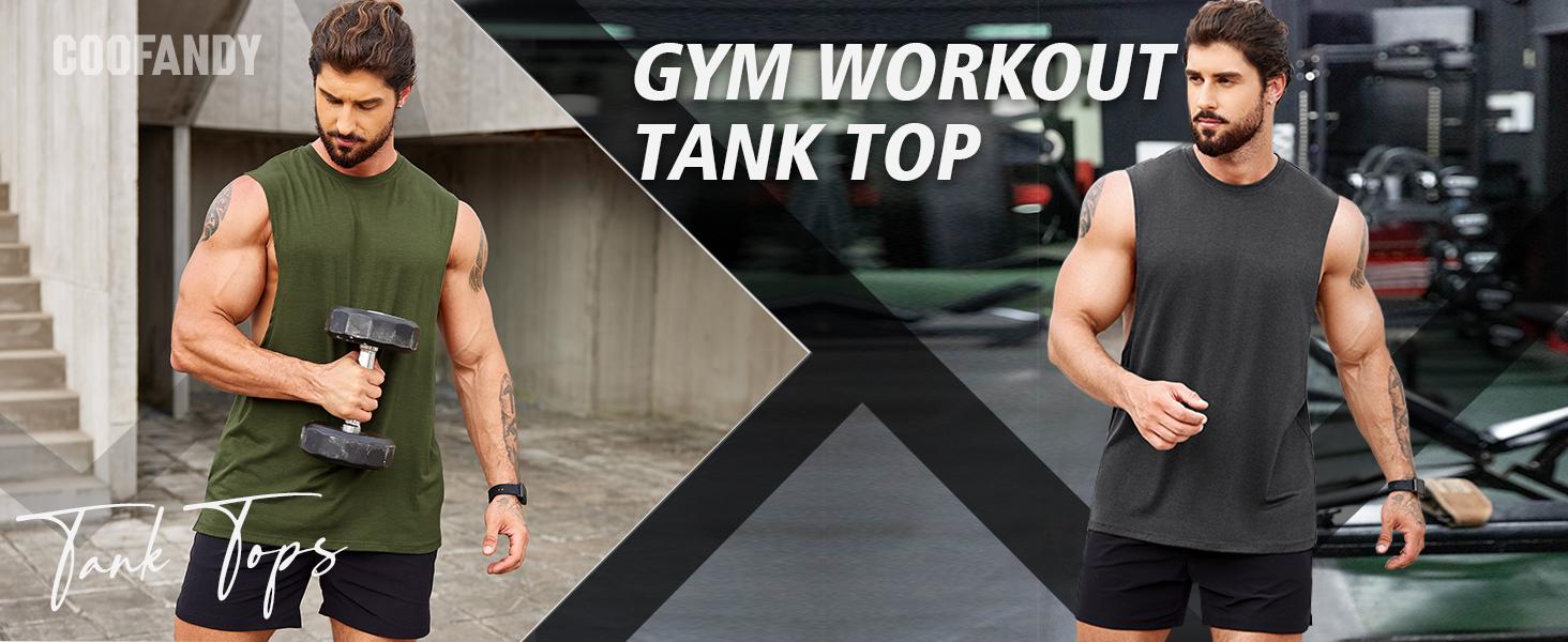 COOFANDY Men Workout Tank Top 2 Pack Gym Bodybuilding Sleeveless Muscle T Shirts