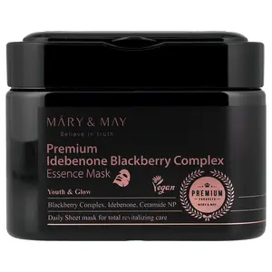 Mary & May Premium Idebenone Blackberry Complex, Essence Beauty Mask, 20 Sheets, 8.81 oz (250 g)