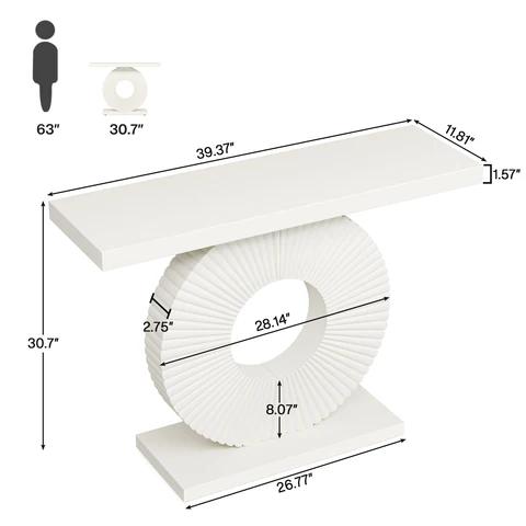 Spaco Modern Console Table with Geometric Wood Base | 40" Narrow Long Contemporary Entryway Sofa Table for Living Room, Hallway & Foyer | Accent Table