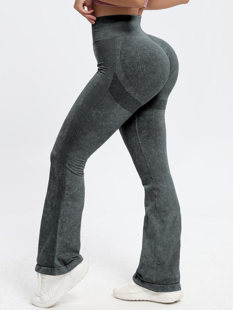 Women's Butt Lifting Flare Leggings Long Length Hidden Scrunch Athletic Outfit with Elastic Waist Yoga Pants for Gym & Casual Wear - Activewear Fitness