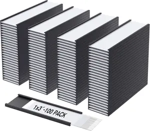 MaxGear 100 Pack C Channel Magentic Label Holders, 1x3" Magnetic Labels, Reusabel Magnet Name Tags for Locker Shelf, Tool Box, Home, Office, Refrigerator, Whiteboard