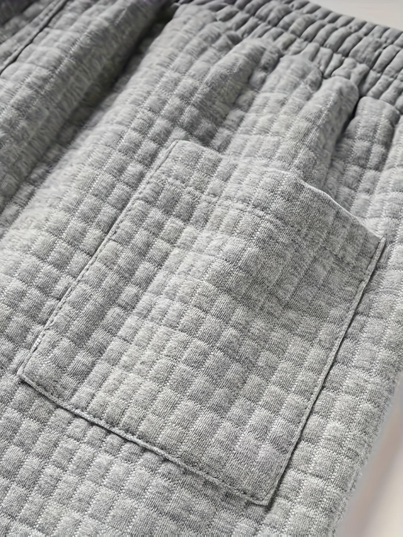 Plus Size Men's Waffle Knit Shorts - Elastic Drawstring Waist Casual Summer Shorts with Stretch, Breathable Soft Fabric, Solid Color Versatile Plus Size Men's Shorts Gray Mens Tropical SpringStatements