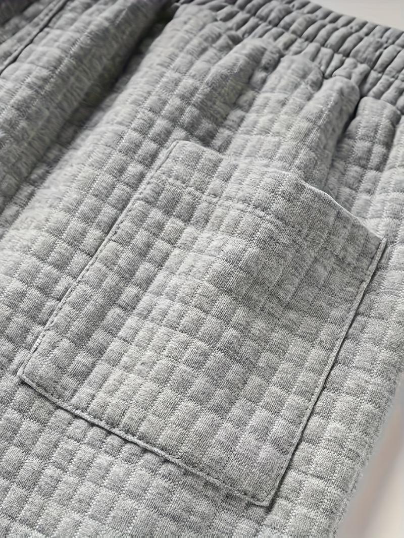 Plus Size Men's Waffle Knit Shorts - Elastic Drawstring Waist Casual Summer Shorts with Stretch, Breathable Soft Fabric, Solid Color Versatile Plus Size Men's Shorts Gray Mens Tropical Plus Size Men's Waffle Knit Shorts - Elastic Drawstring Waist Casual Summer Shorts with Stretch, Breathable Soft Fabric, Solid Color Versatile Plus Size Men's Shorts Gray Mens Tropical