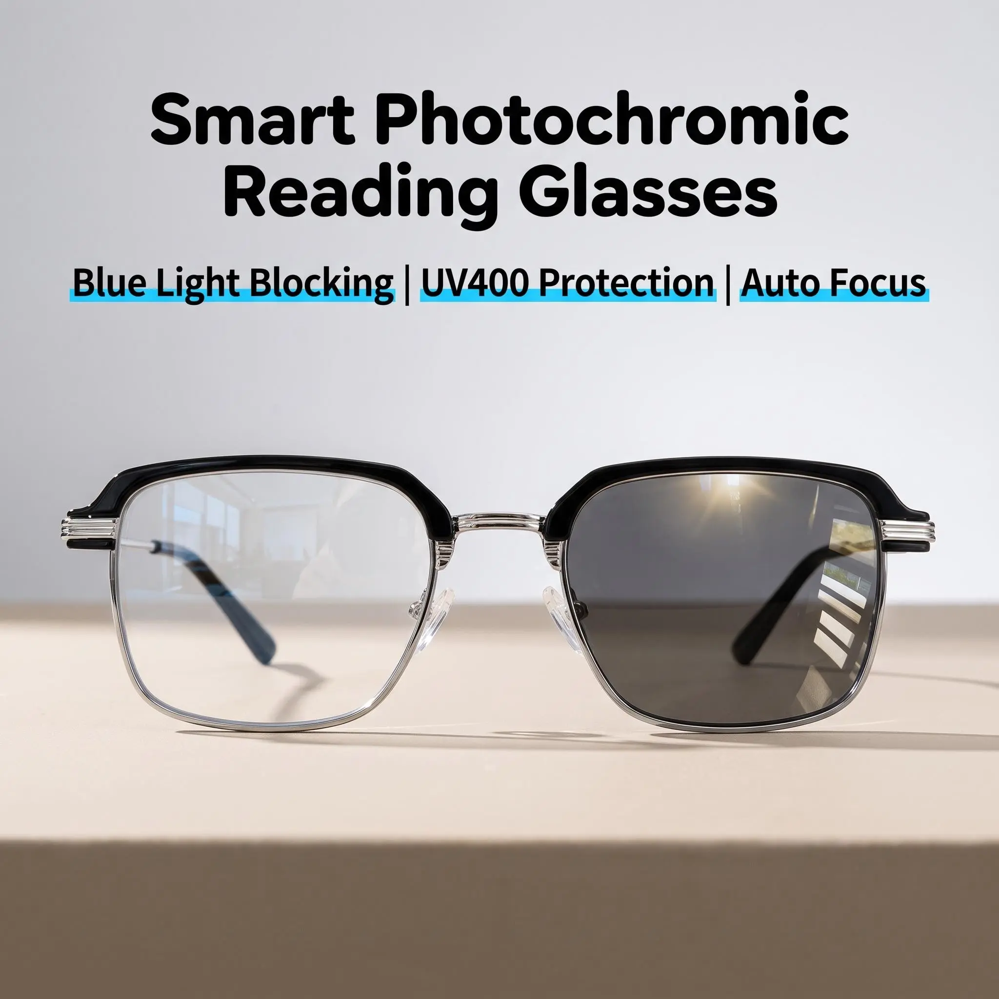 Smart Auto Focus Transition Glasses with Blue Light Blocking. Photochromic Progressive Multifocal Readers, No Line Smooth Lens for Clear Far & Near Vision. Anti Glare Computer Screen Glasses. Stylish & Practical Birthday Gifts for Mom, Dad, Seniors