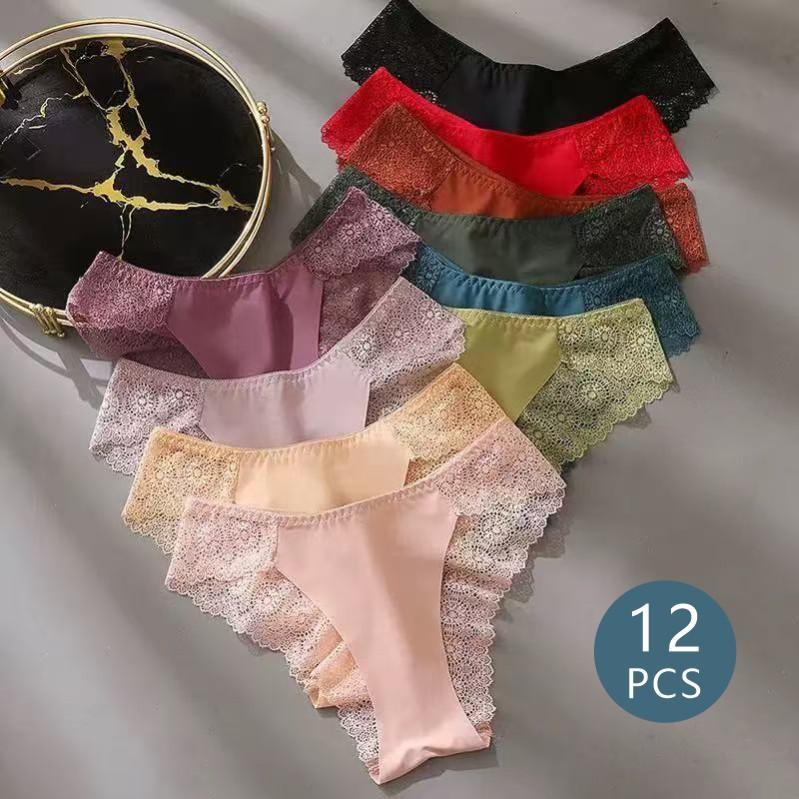 Women’s seamless low-rise lace panties with multiple layers of packaging; comfortable, skin-friendly low-rise triangle briefs; sports invisible thin-strap bikini briefs; women’s underwear for autumn/winter; basic soft, breathable triangle briefs