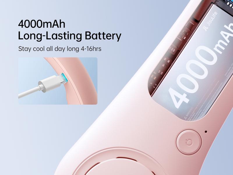 Jisulife Portable Neck fan Hands Free Bladeless Fan 4000mAh Battery Operated Wearable Personal Fan Rechargeable 3 Speeds Gifts for Women Men
