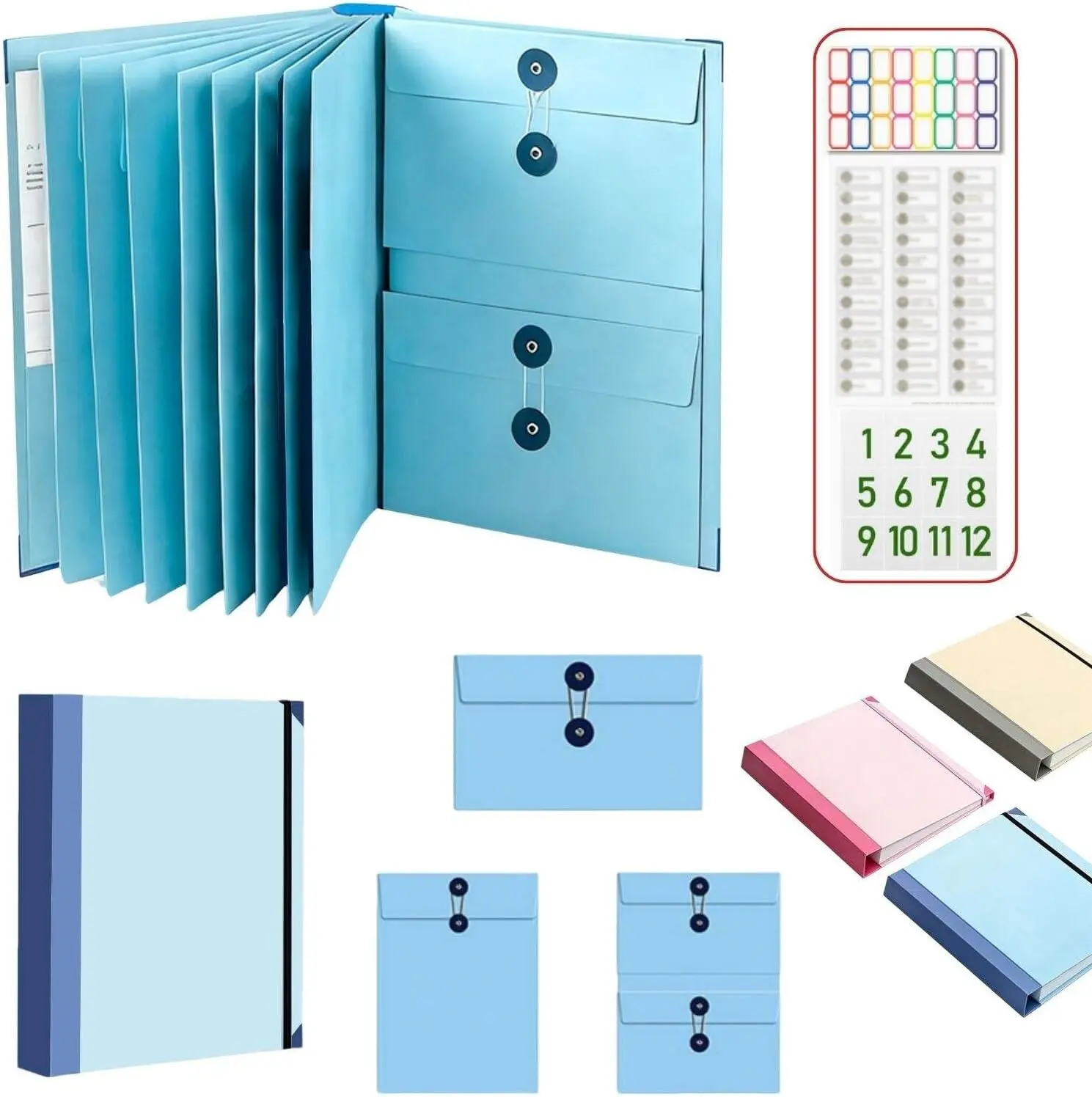 Accordion Expanding File Organizer - File Holder with Built-in Labeled Tabs, Elastic Closure, 8.5x11/A4 Acid-Free Manila Pockets for Adults' Office Letter-Size Critical Storage, Everyday Use Binder