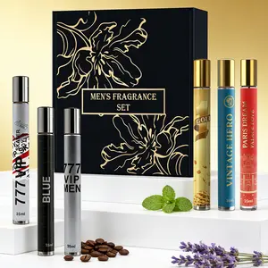 6PACK/7.1oz Men's Travel Cologne Discovery Set | Almond Saffron Woods, Pear Ginger Leather, Citrus Spice Rose, Grapefruit Mint Incense & Mint Apple Vanilla | Portable Mini Fragrance Collection, Everyday Versatility, Distinctive Scent Assortment