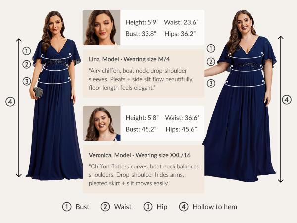 Ever-Pretty 2026 Valentine dress Elegant Spring  Dress ,Chiffon Maxi Gown with Deep V-Neck, Flutter Sleeves and Embroidery for Fall Wedding Guest dress Ruffles Sleeve A-Line Chiffon Waist Applique ,Maxi Formal Evening Dress 01960