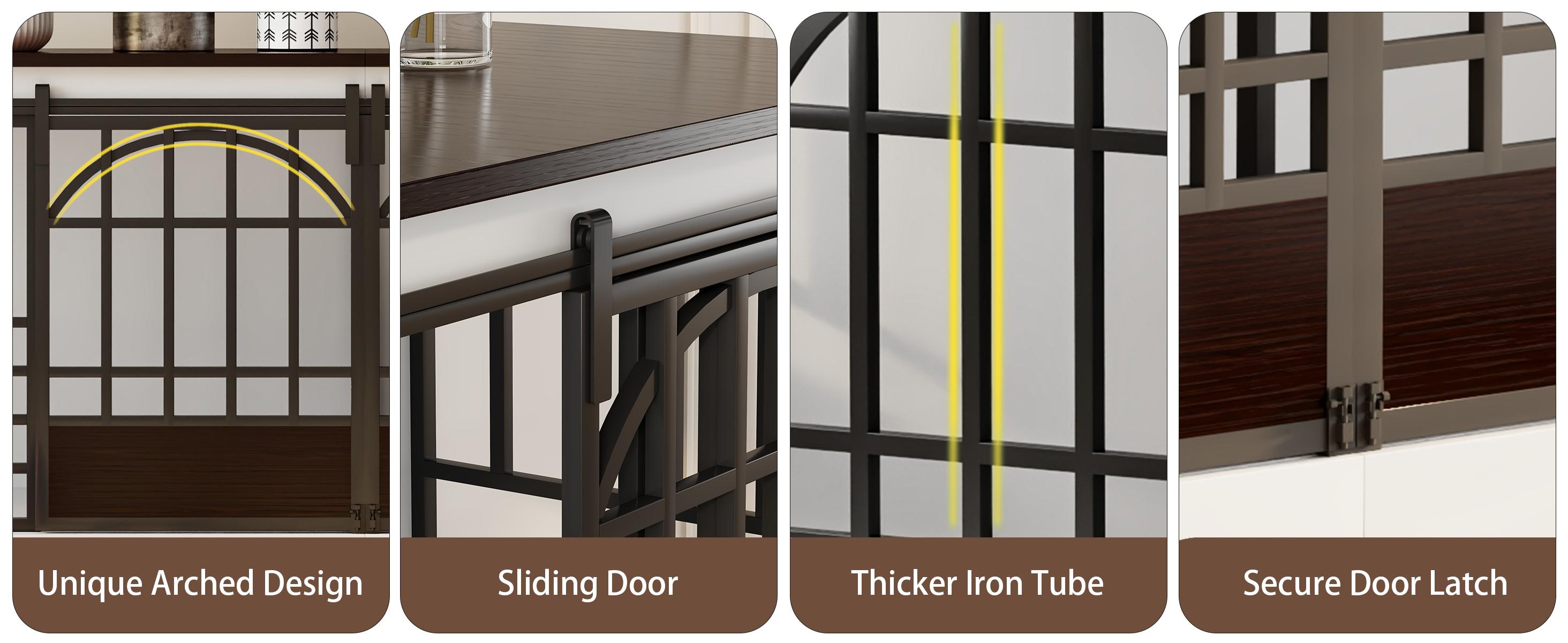 78 Inch Double Dog Crate Furniture, Heavy Duty Extra Large Cage Furniture with Divider for 2 Dogs, Decorative Wooden and Steel Kennel Furniture Indoor, Pet House for Medium,Large Dogs,White 78 Inch Double Dog Crate Furniture, Heavy Duty Extra Large Cage Furniture with Divider for 2 Dogs, Decorative Wooden and Steel Kennel Furniture Indoor, Pet House for Medium,Large Dogs,White