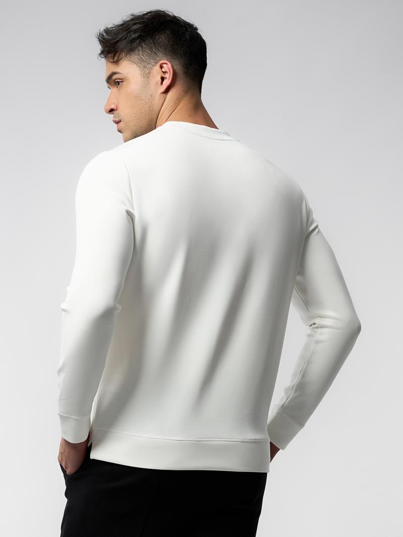 Fioboc Men's Modal Crewneck Sweatshirt - Long Sleeve Casual Top for Fall Winter, Wrinkle Resistant Soft Comfort