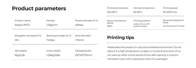Creality Soleyin Basic PETG 3D Printing Filament 1kg New Arrivals