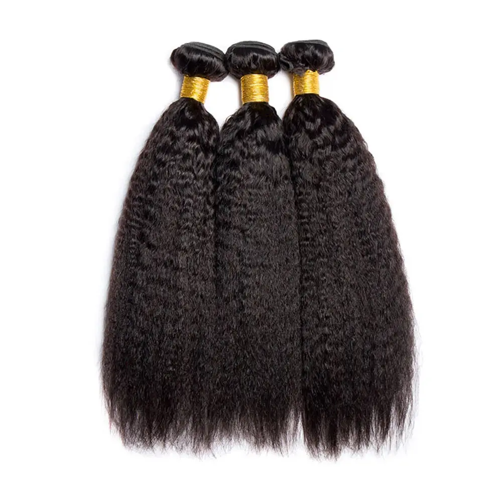 Msgem Hair Kinky Straight 100% Human Hair Bundles Natural Color 12A Yaki Straight 12-32 Inch 3 Bundles or 4 Bundles/Lot Kinky Straight Weave Extensions No Chemical #SummerVibes #SummerWins#DealsForYouDays#tiktokshopdealsforyoudays