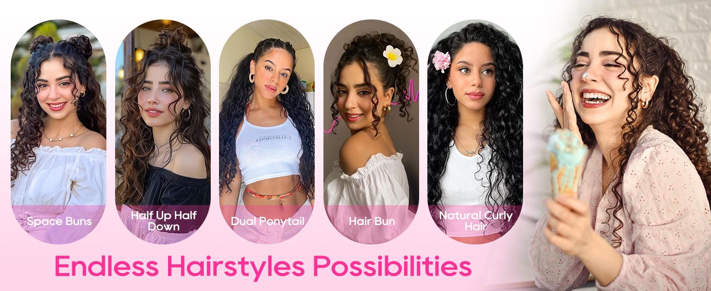 AISI HAIR 4PCS Clip-in Curly Hair Extensions, Natural Lace Weft, Tangle-Free Heat Resistant Fiber, Secure Fit for Women's Everyday & Special Occasions, Clip In Hair Extensions,summerwins AISI HAIR 4PCS Clip-in Curly Hair Extensions, Natural Lace Weft, Tangle-Free Heat Resistant Fiber, Secure Fit for Women's Everyday & Special Occasions, Clip In Hair Extensions,summerwins