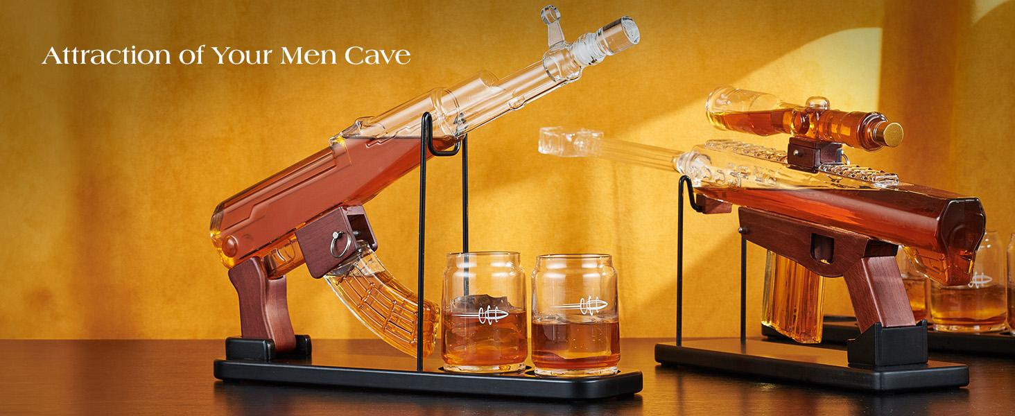 Father's Day Gifts for Men Dad, Kollea Whiskey Decanter Sets, Detachable Magazine & 2 Bullet Shot Bottles, Liquor Dispenser for Bar, Anniversary&Brithday Alcohol Utensils Present for Brother