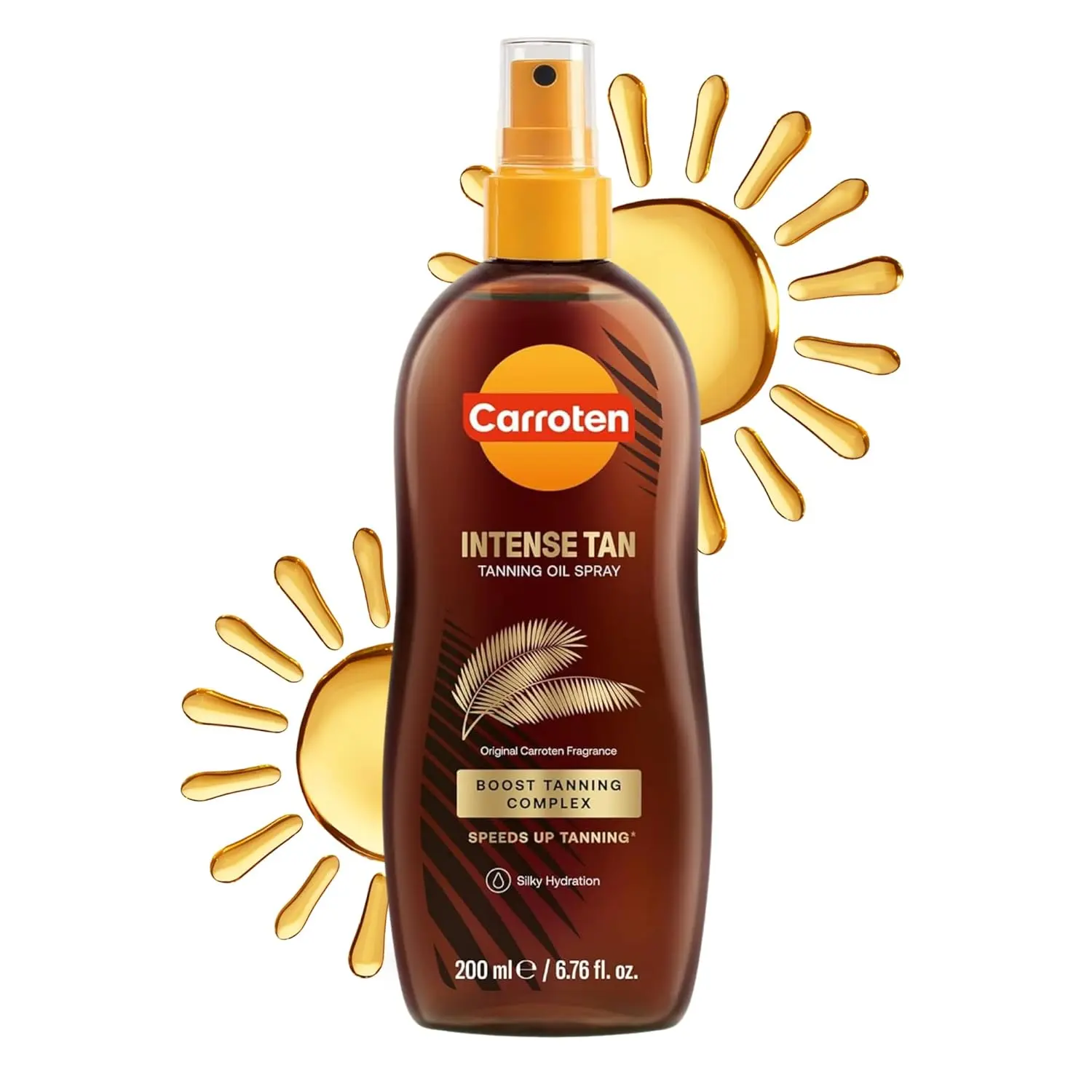 Carroten Intensive Tanning Oil Spray - Body Tanning Accelerator with Vitamin E, Carrot, Coconut, Lightweight Moisturizer, Mineral Oil, Lecithin, Alpha-Isomethyl Ionone, Radiant Silky Hydration, Coconut Scent, Water-Resistant, Made in Greece, 6.7 oz