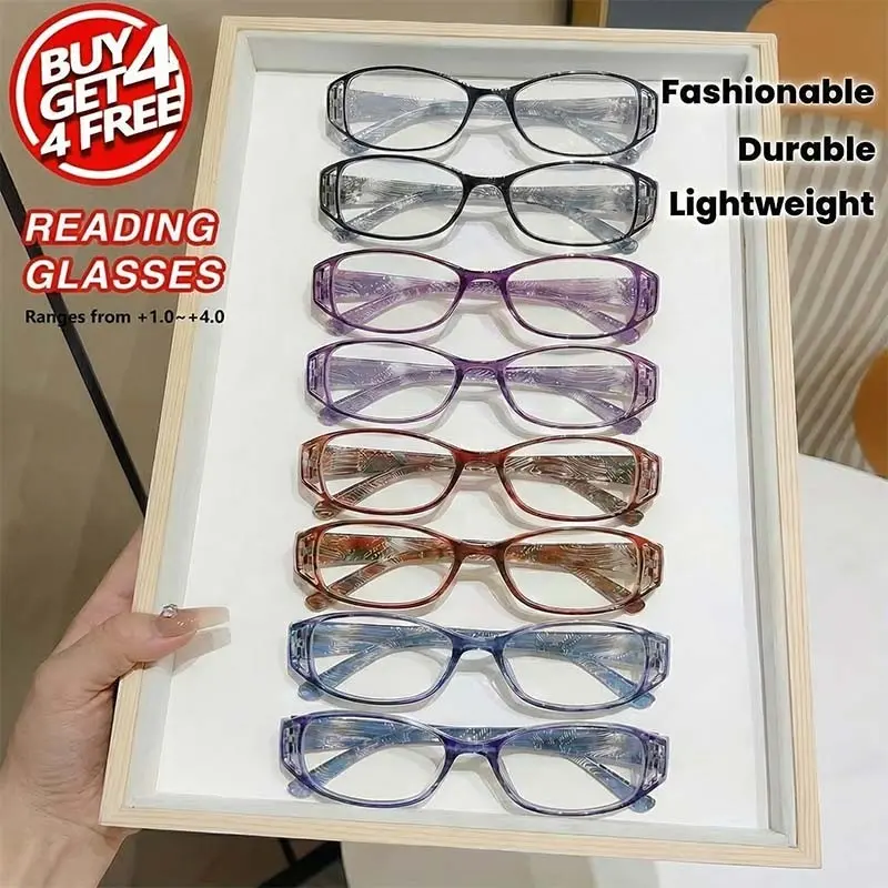 8 Pairs Multicolor Reading Eyeglasses Set, Reading Eyewear, Blue Light Blocking, Lightweight Comfortable, Multiple Prescriptions +1.0 to +4.0, Buy 4 Get 4 Free