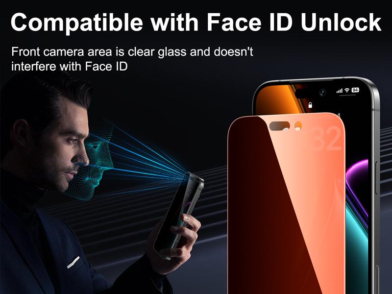 Esanik 2 Pack for iPhone 17 Pro Max Colorful Privacy Screen Protector – Gradient Anti-Spy Tempered Glass, Military-Grade 9H Hardness, Anti-Scratch, Shatterproof, Flawless Fit Tray