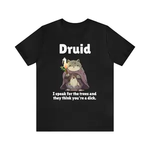 Funny D&D Druid Cat T-Shirt, Dunge0ns and drag0ns gifts, Tabletop RPG D&D Shirt, D20 Meme Tee