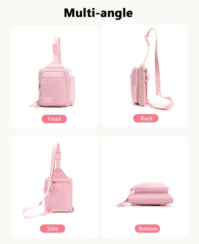 WARMDEER Nylon Sling Bag with Water Bottle Pocket & RFID Protection, Anti-Theft Crossbody Backpack for Travel, Lightweight Everyday Chest Bag for Women & Men