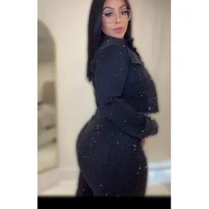 Rhinestone Black Jeans