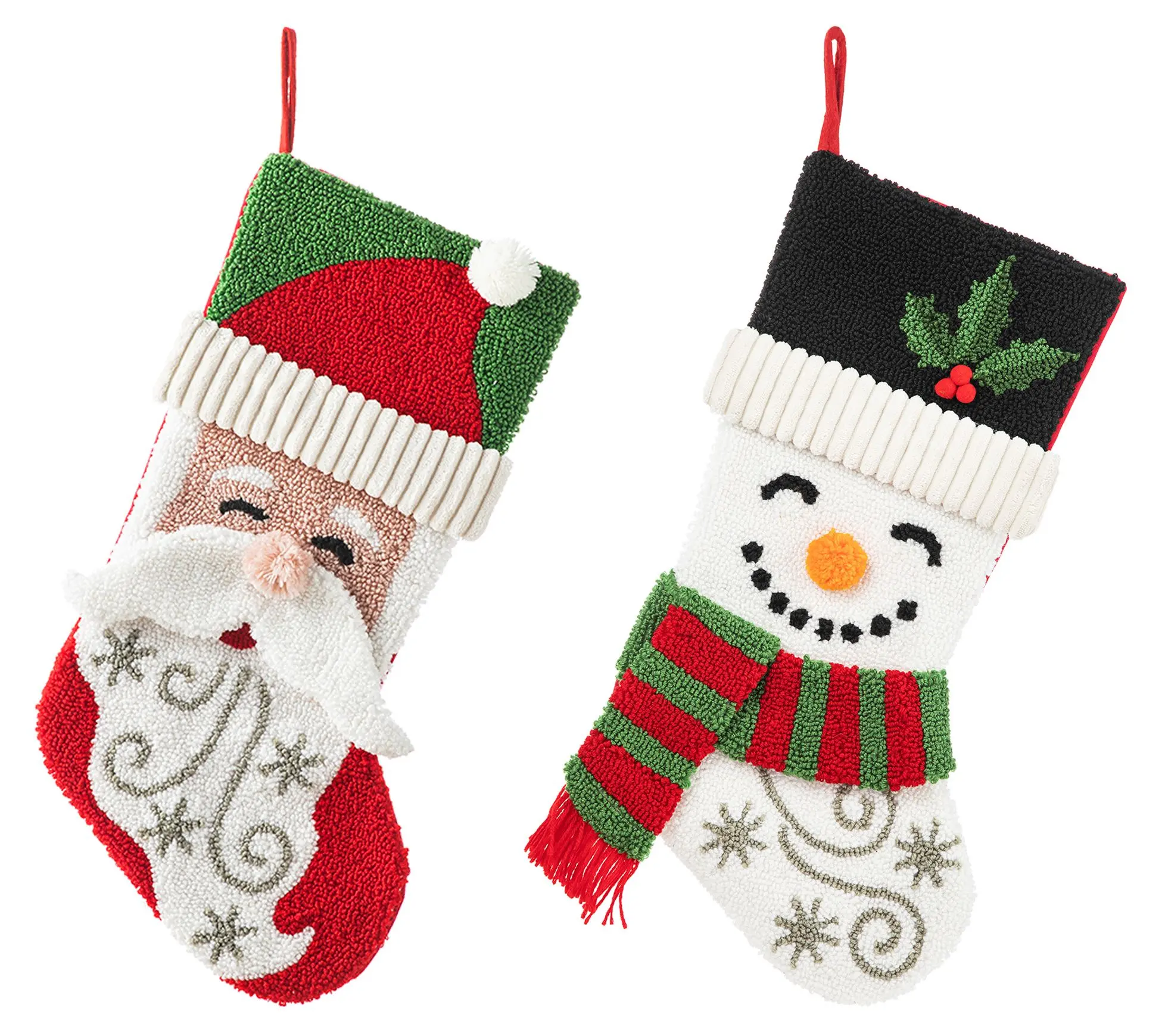Glitzhome 20.5"L Santa & Snowman Hooked Christmas Stockings