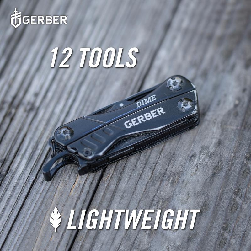 Gerber Gear Dime 12-in-1 Mini EDC Multitool - Needle Nose Pliers, Pocket Knife, Keychain, Bottle Opener - Gifts for Men, EDC Gear and Equipment