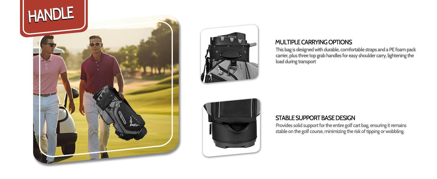 uniHimal 14-Way Soundless Golf Cart Bag Pro with Full Length Divider Top, Golf Bag for Men with Handles and Rain Cover