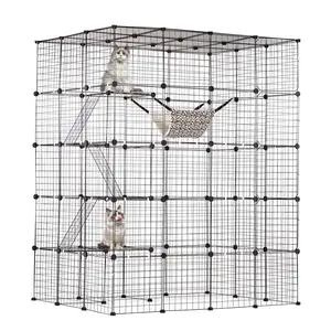 【Summervibes】VEVOR Large 4-tier Cat Cage,  , 54 x 41 x 69", Detachable Metal Wire Cat Enclosure, with 5 Front Doors Hammock Ramp ladders, Indoor & Outdoor Crate Exercise Place Ideal for Kitty, Small Animals, Black