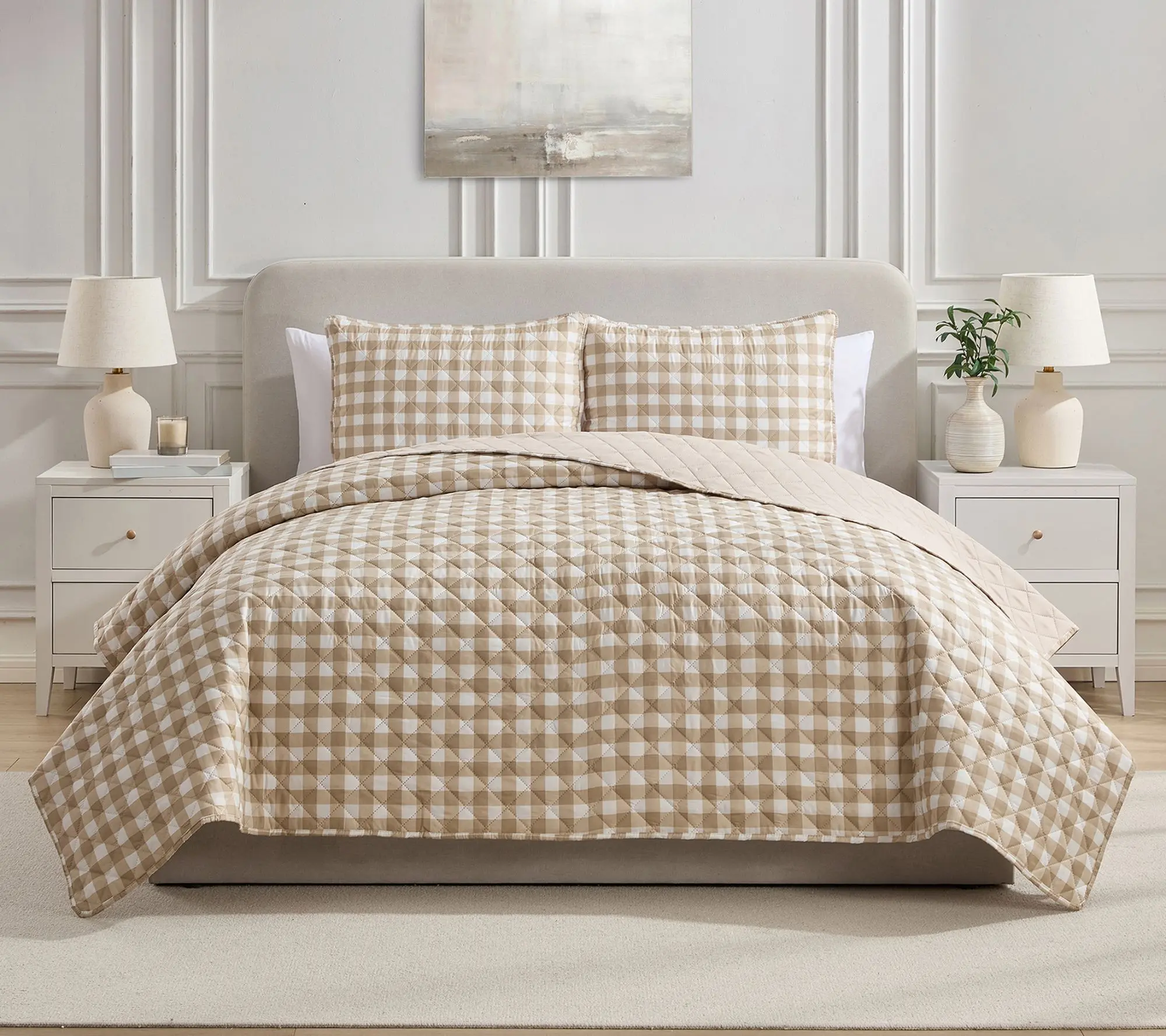 VCNY Home Gingham Microfiber Quilt Set, King