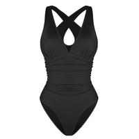 Front Ruched Swimsuit - Black