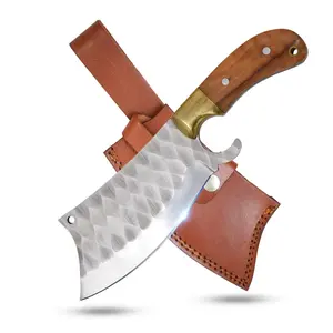 Wild Turkey Handmade - 6 Inch Hand Forged Full Tang Chopper Meat Cleaver & Boning Knife for Cooking, Kitchen BBQ