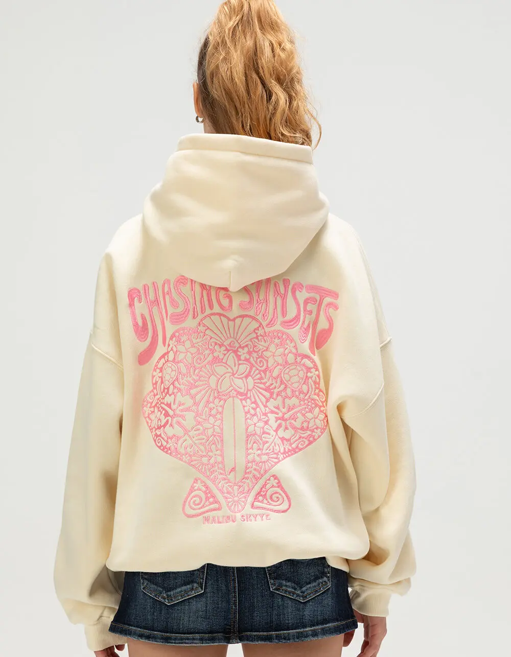 MALIBU SKYYE Chasing Sunsets Embroidered Womens Hoodie