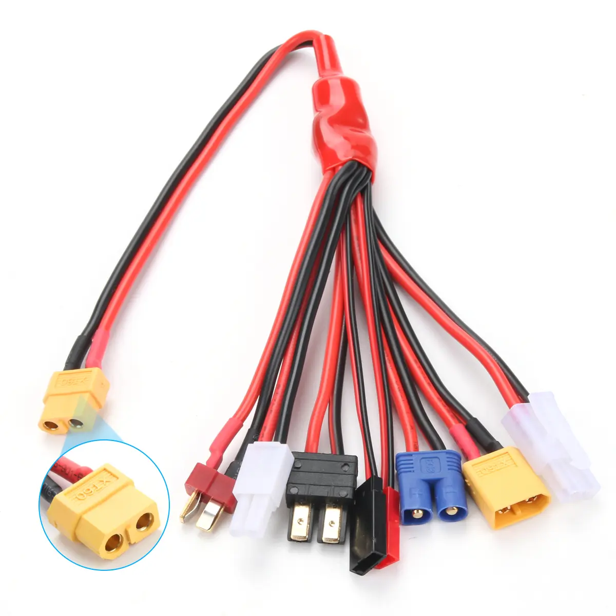 RC Lipo Battery Charger Adapter Connector Splitter Wire 8 in 1 – Universal Connector to XT60/ 4.0mm Banana Plug Lead Cable for TRX, T-Plug, Futaba, Tamiya Mini, XT60, EC3, JST,Tamiya (XT60)