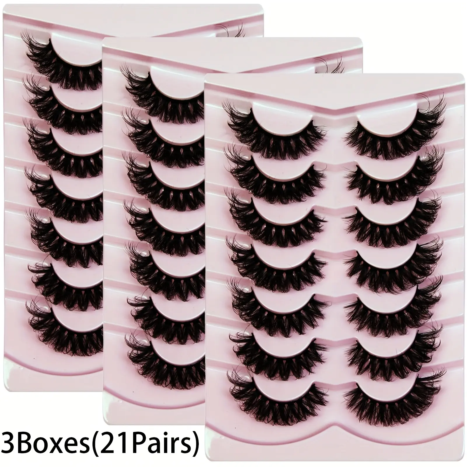 D Curl Faux Mink Cosmetic False Eyelashes Multipack (21 Pairs), Soft Lightweight Fluffy Wispy Strips (13-15mm) for Daily/Party Makeup, Lash Strips, Lashes Strips, False Eyelashes & Adhesives