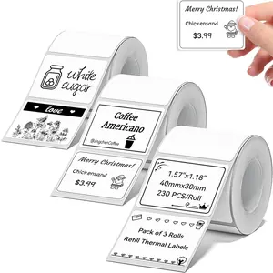 3 Rolls White Thermal Label Paper for B1 B21 B3S Label Maker 40x30mm Self Adhesive Labels for Small Business Price Tag Address Labels