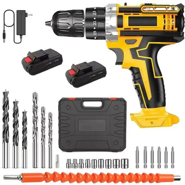 Complete Brushless Power Tools Combo Kit with 2 Batteries Charger Impact Driver and Hammer Drill Set for Professional and DIY Use