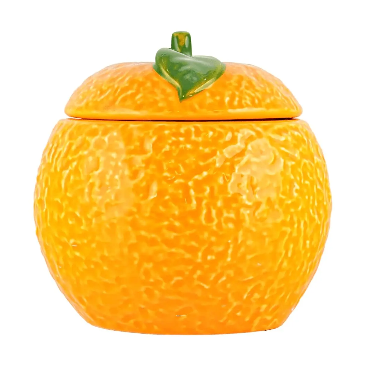 GLAZE STORY Cute Orange Ceramic Jar with Lid - Adorable Fruit Storage Container for Kitchen, Desk, and Home Decor