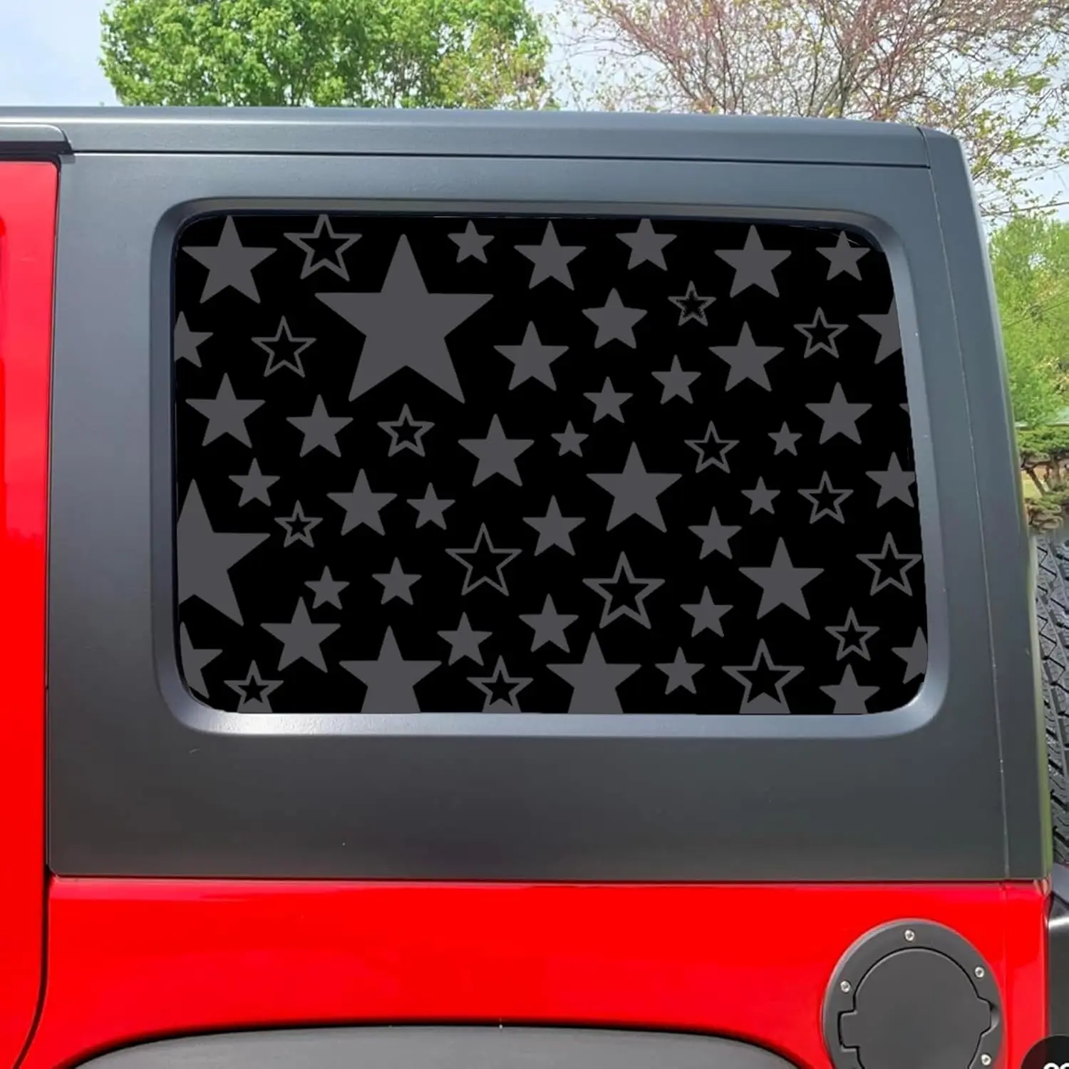 2pcs 40x90cm Universal Matte Black Star Decal Sticker, Five-Pointed Star Car Window Sticker for Truck, SUV, Vehicle Exterior Decoration